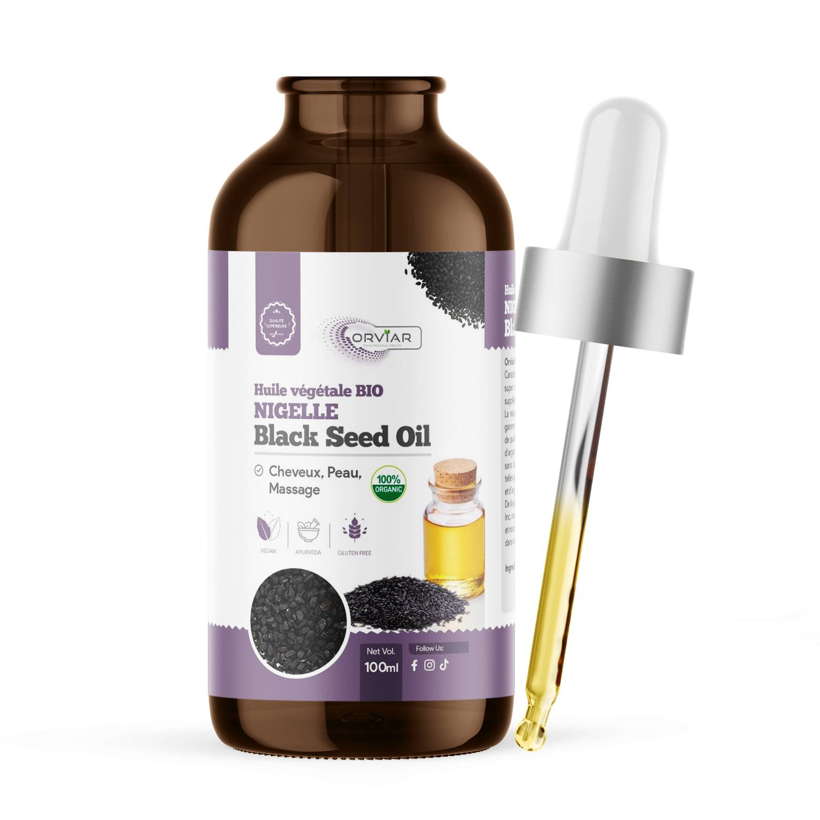 Huile de graine nigelle 100 ml -  Lutte contre rhume, l’asthme.