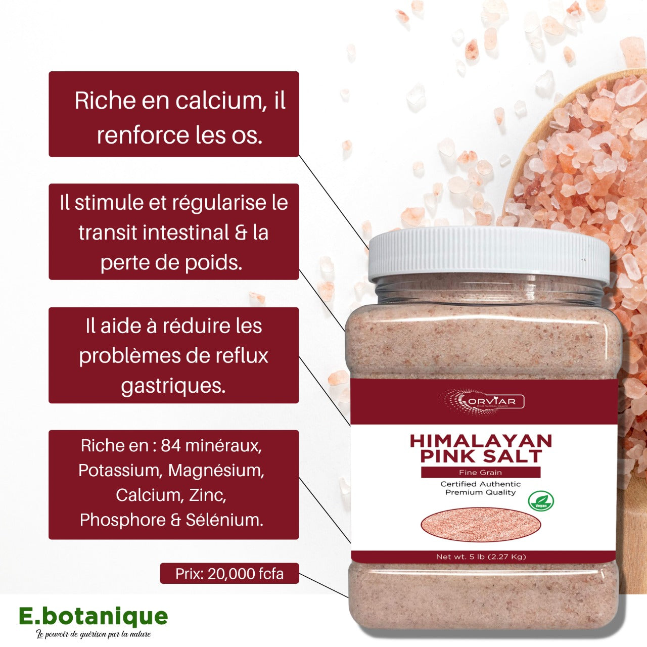 Sel Rose de l'Himalaya | Himalaya Salt  Cameroun - ebotanique