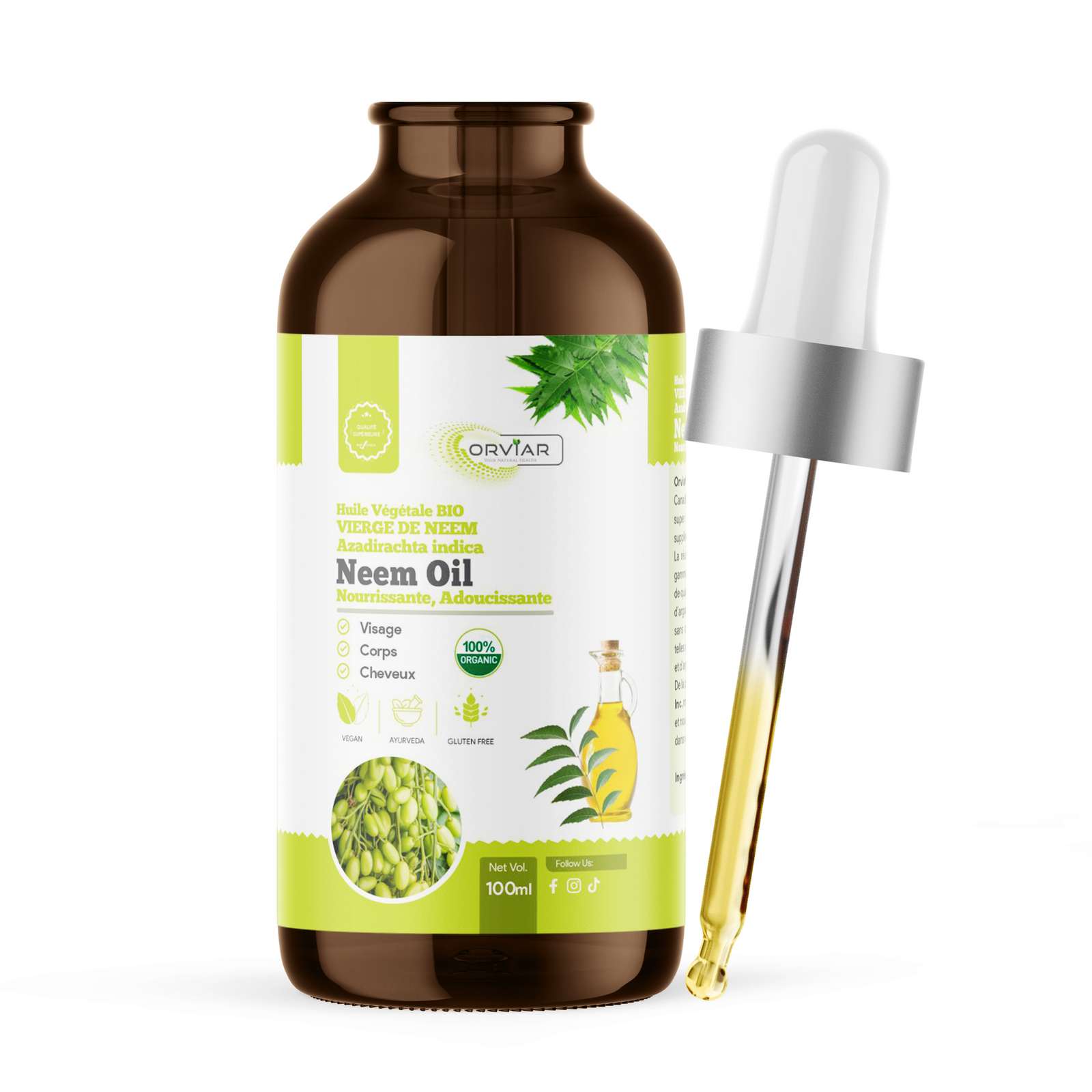 Huile de Neem BIO,  Anti-bactérienne, anti-fongique 100 ml