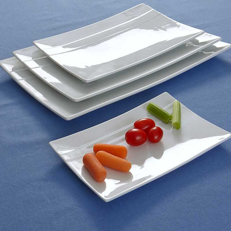 Cuisine - Assiettes Rayées Rectangulaires  4  pièces