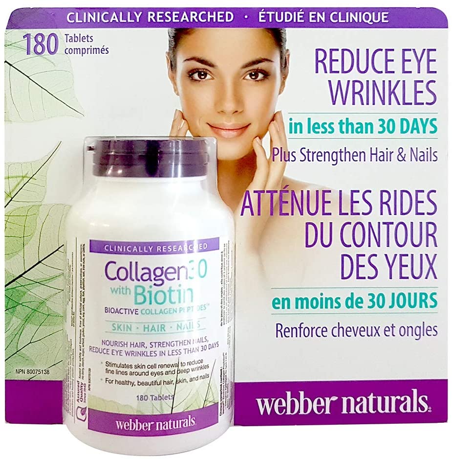 Complément alimentaire - Webber Naturals Collagène 30 avec biotine - 180 comprimés