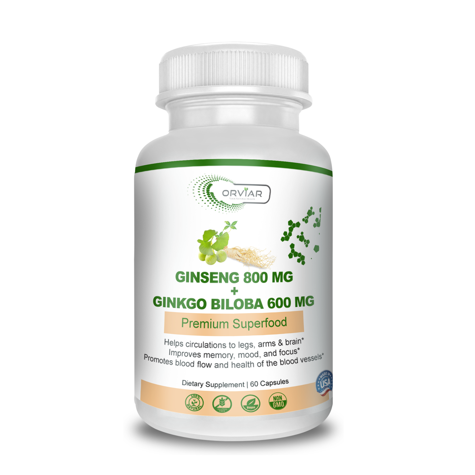 Ginseng 800 mg - Ginkgo Biloba 600 mg